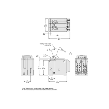 Mayer-DDS-Tandem circuit breaker, Homeline, 2 x 1 pole at 20A, 1 x 2 pole at 30A, 120/240VAC, 10kA AIR, plug in, UL-2