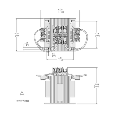 Mayer-DDS-Transformer, Type TF, industrial control 1 phase, 750VA, 208/230/460V primary, 115V secondary, 50/60Hz-2