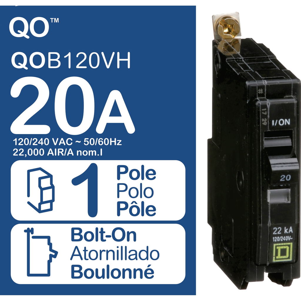 Mayer-DDS-Mini circuit breaker, QO, 20A, 1 pole, 120/240VAC, 22kA, bolt on-2