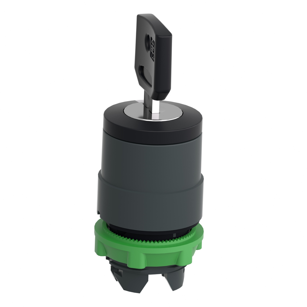 Mayer-DDS-Head for key switch selector, Harmony XB5, plastic, black, 22mm, key 455, 3 positions, stay put-2