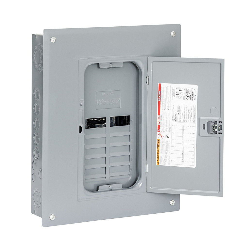 Mayer-DDS-Load center, Homeline, 1 phase, 8 spaces, 16 circuits, 125A convertible main lugs, PoN, NEMA1, gnd bar, combo cover-2