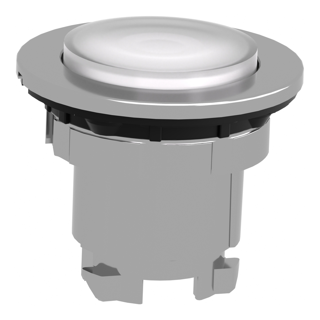 Mayer-DDS-Head for illuminated push button, Harmony XB4, plastic, white projecting, 30mm, universal LED, spring return, plain lens-2