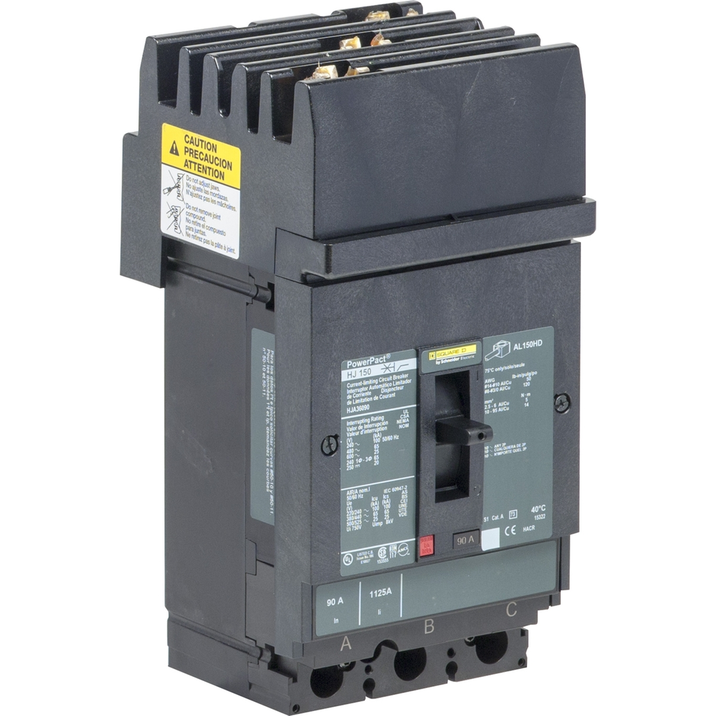 Mayer-DDS-Circuit breaker, PowerPacT H, 150A, 3 pole, 600VAC, 25kA, I-Line, thermal magnetic, 80%, ABC-2