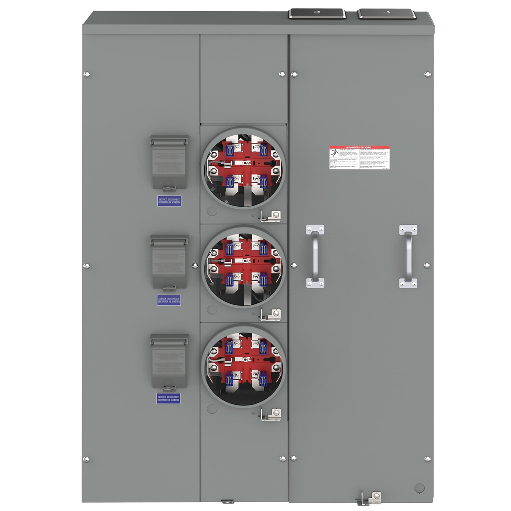 Mayer-DDS-Meter center, MP Meter-Pak, 3 sockets, horn bypass, 5 jaws, 400A bus, 200A max breaker rating, ringless-2
