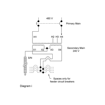 Mayer-DDS-Unit substation, Mini Power-Zone, bolt on, 10kVA, 1 phase, 480V primary, 120/240V secondary, 65kA, AA-1