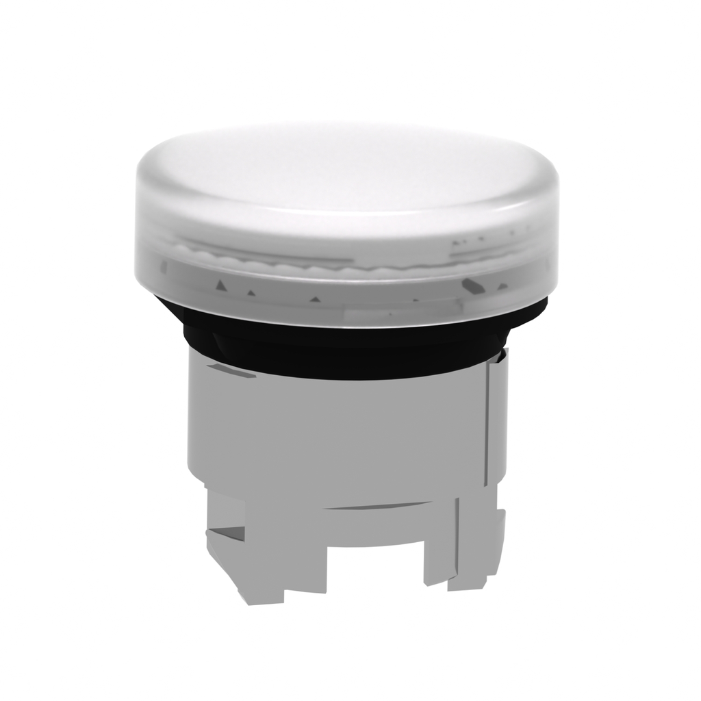 Mayer-DDS-Head for pilot light, Harmony XB4, metal, white, 22mm, universal LED, plain lens-2