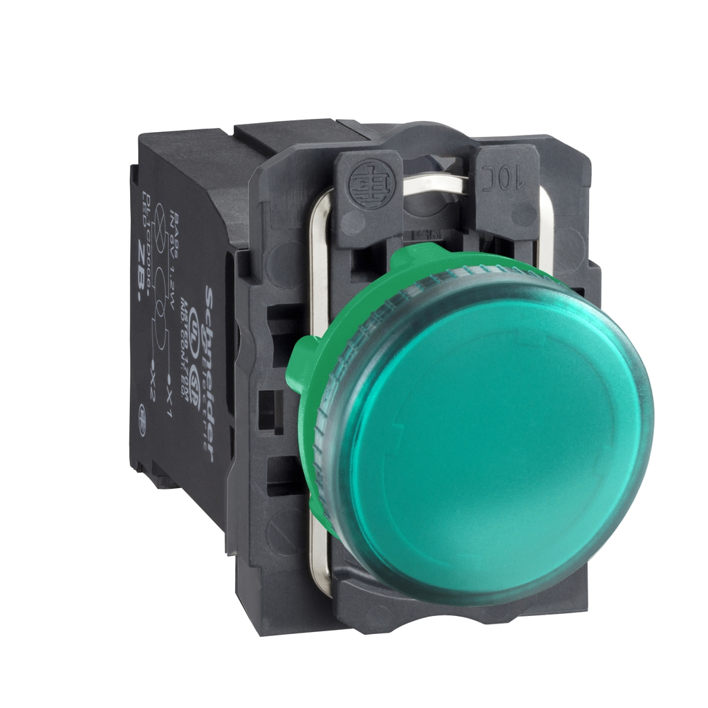 Mayer-DDS-Pilot light, Harmony XB5, XB4, green complete 22mm plain lens with BA9s bulb 110...120V-1