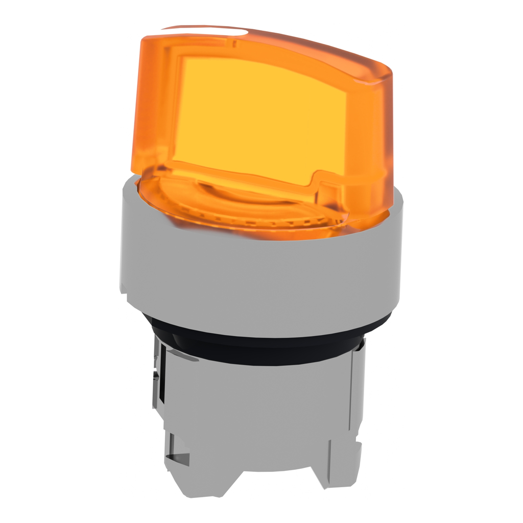 Mayer-DDS-Head for illuminated selector switch, Harmony XB4, chromium metal, orange handle, 22mm, universal LED, 2 positions,-2