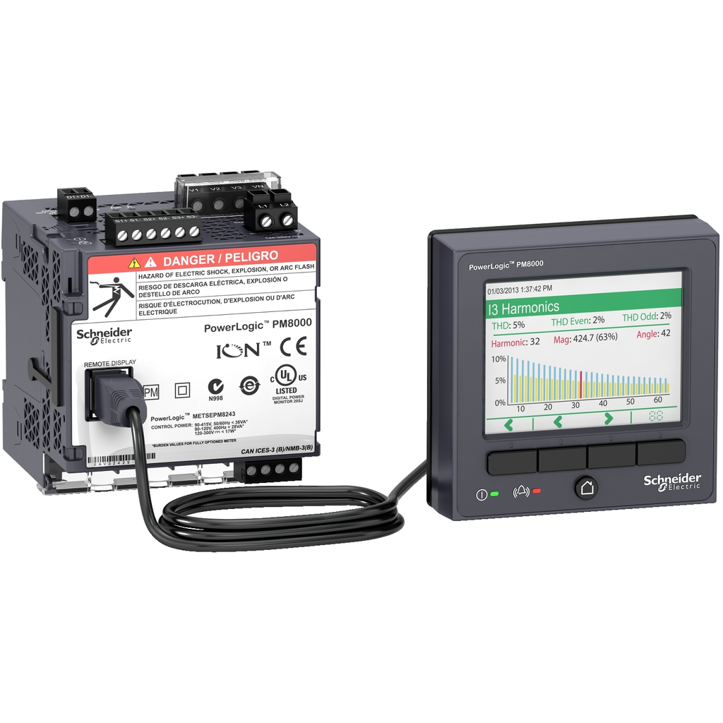 Mayer-DDS-Power quality meter, PowerLogic PM8000, Standard, transducer and remote display, 512 MB, 256 s/c-1
