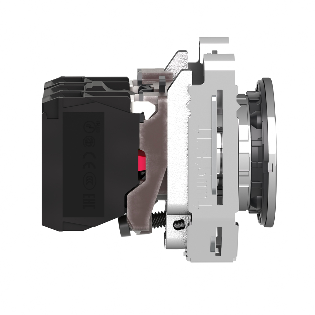 Mayer-DDS-Illuminated push button, Harmony XB4, metal, red flush mounted, 30mm, universal LED, plain lens, 1NO + 1NC, 230V AC-2