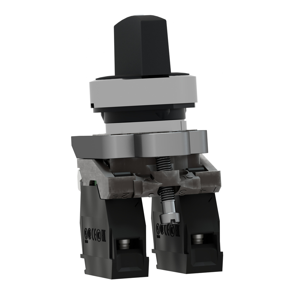 Mayer-DDS-Harmony, 22mm Push Button, 3 position selector switch, black, maintained, 2 NO, 600 V-2