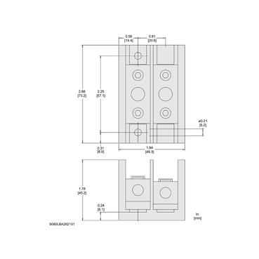 Mayer-DDS-Power distribution block, Linergy, 2 pole, 1 line, 1 load, 175A Cu, 135A Al, 600V-2