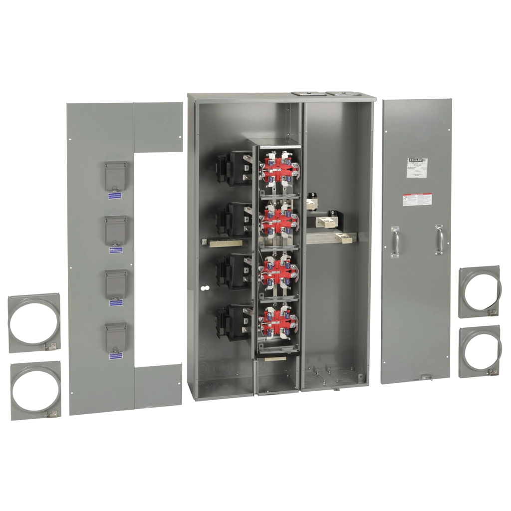 Mayer-DDS-Meter center, MP Meter-Pak, 4 sockets, horn bypass, 5 jaws, 600A bus, 200A max breaker rating, ringless-2