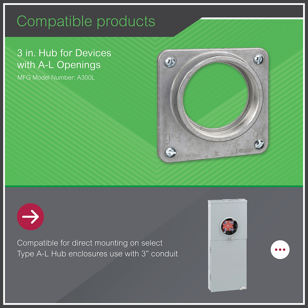 Mayer-DDS-Meter pak accessory, hub, 3.00in wire size, Series A L, rainproof, 5.00in-2