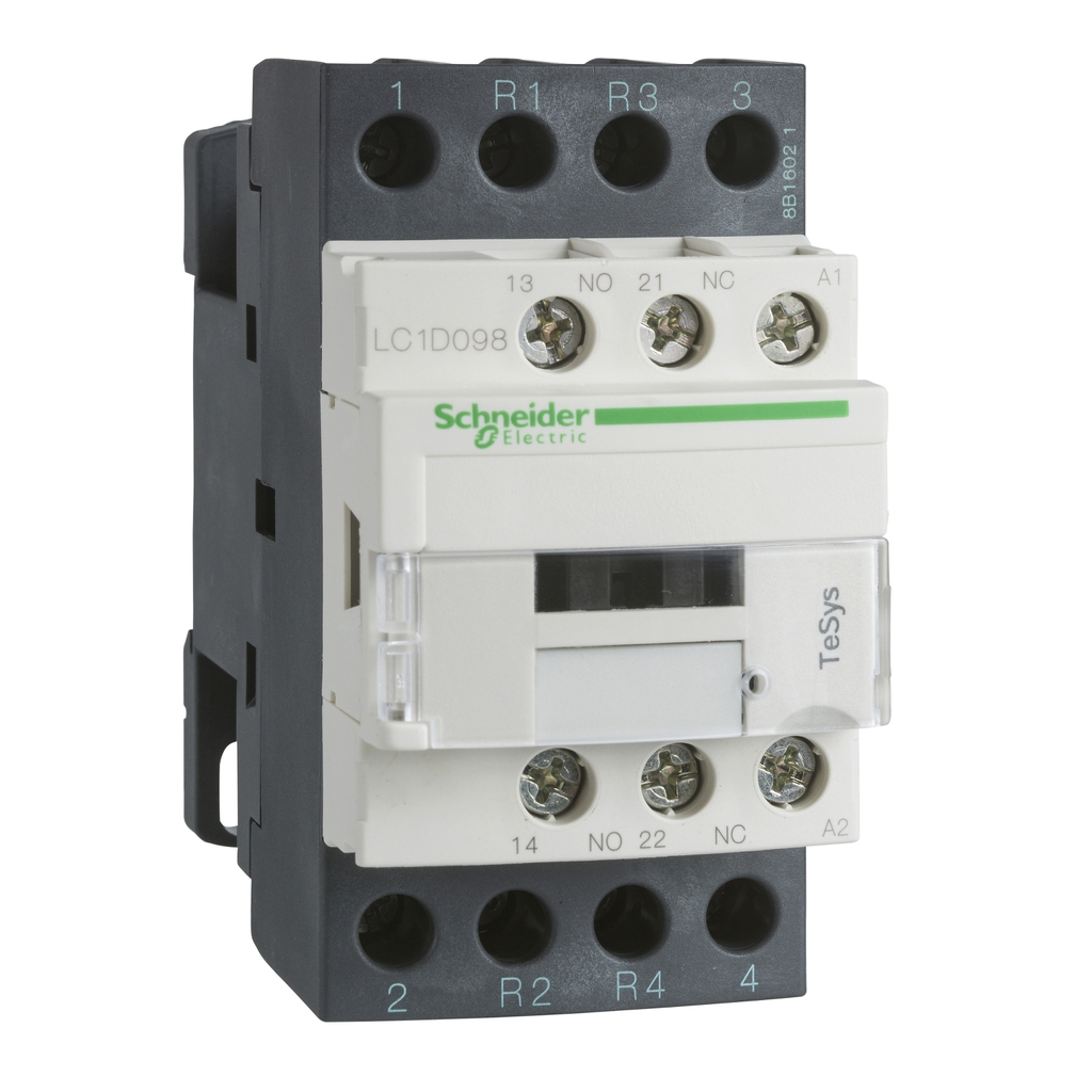 Mayer-DDS-IEC contactor, TeSys Deca, nonreversing, 40A resistive, 4 pole, 2 NO and 2 NC, low consumption 24VDC coil, open style-2
