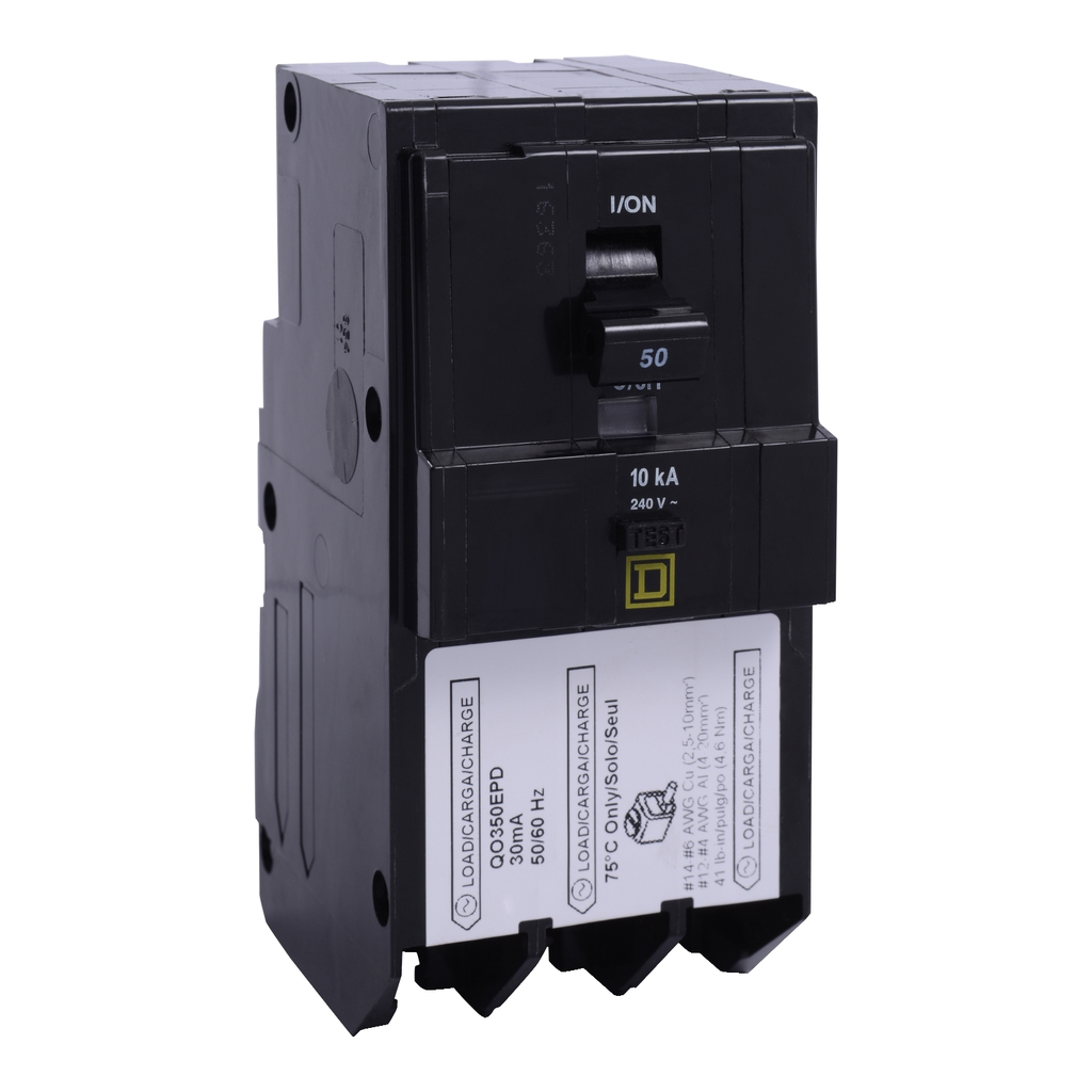 Mayer-DDS-Mini circuit breaker, QO, 50A, 3 pole, 240VAC, 10kA, plug in, 30mA grd fault B [TAA]-1