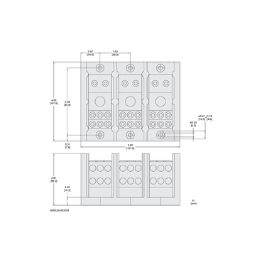 Mayer-DDS-Power distribution block, Linergy, 3 pole, 2 line, 6 load, 350A Cu, 270A Al, 600V-2