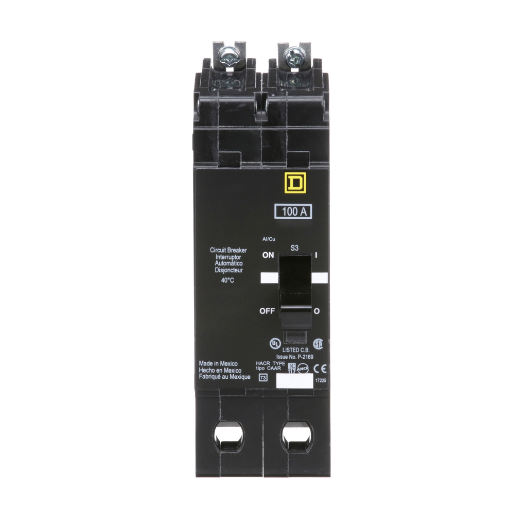 Mayer-DDS-Mini circuit breaker, E-Frame, 100A, 2 pole, 480Y/277VAC, 100kA max, bolt on [TAA]-2