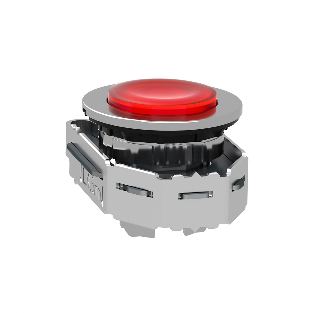 Mayer-DDS-Head for illuminated push button, Harmony XB4, metal, red projecting, 30mm, universal LED, push-push, unmarked-2