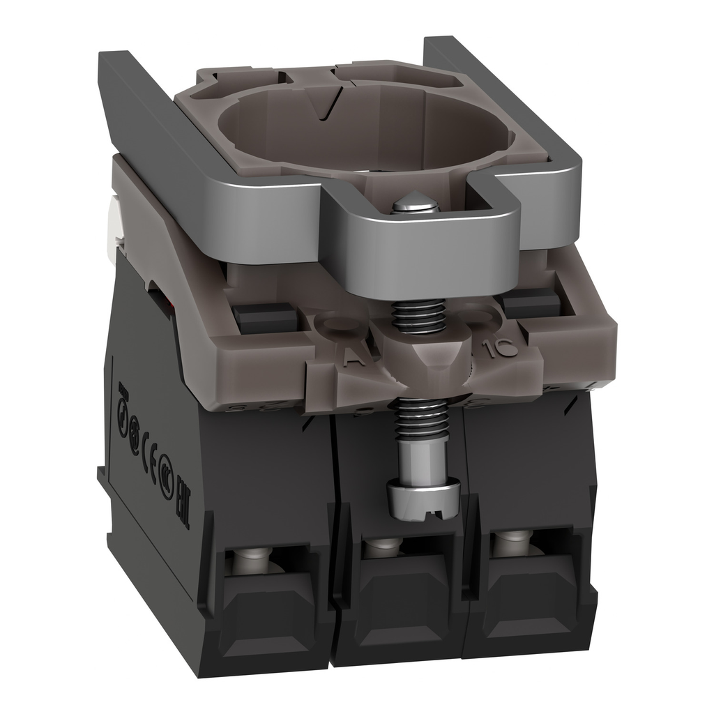 Mayer-DDS-Light block with body fixing collar, Harmony XB4, metal, for BA9s bulb, lt 250V, 1NO+1NC-2