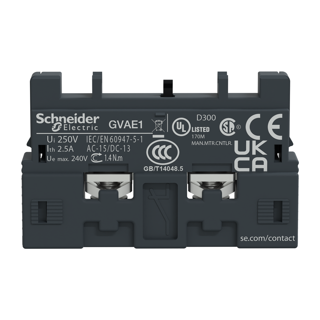 Mayer-DDS-TeSys Deca Manual Starter and Protector, auxiliary contact block, 1 NO or NC, top mount, screw clamp-2