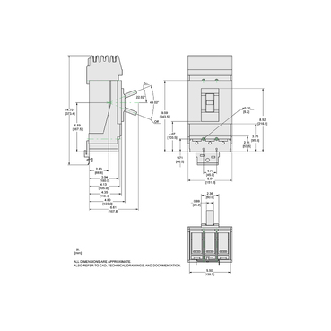 Mayer-DDS-Circuit breaker, PowerPacT L, 400A, 3 pole, 600VAC, 50kA, I-Line, MicroLogic 3.3, 80%, ABC-2