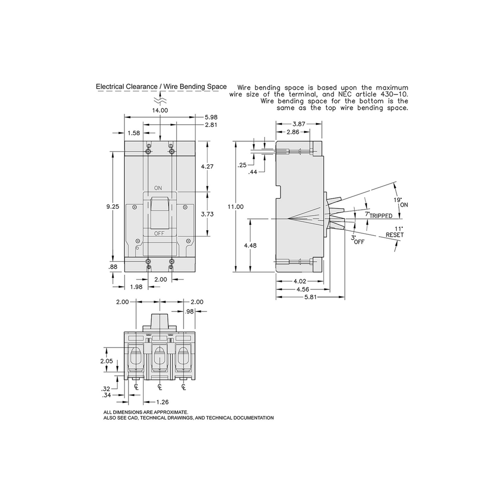 Mayer-DDS-Circuit breaker, LA, 125A, 3 pole, 600VAC, 22kA, 250VDC, 10kA, lugs, thermal magnetic-2