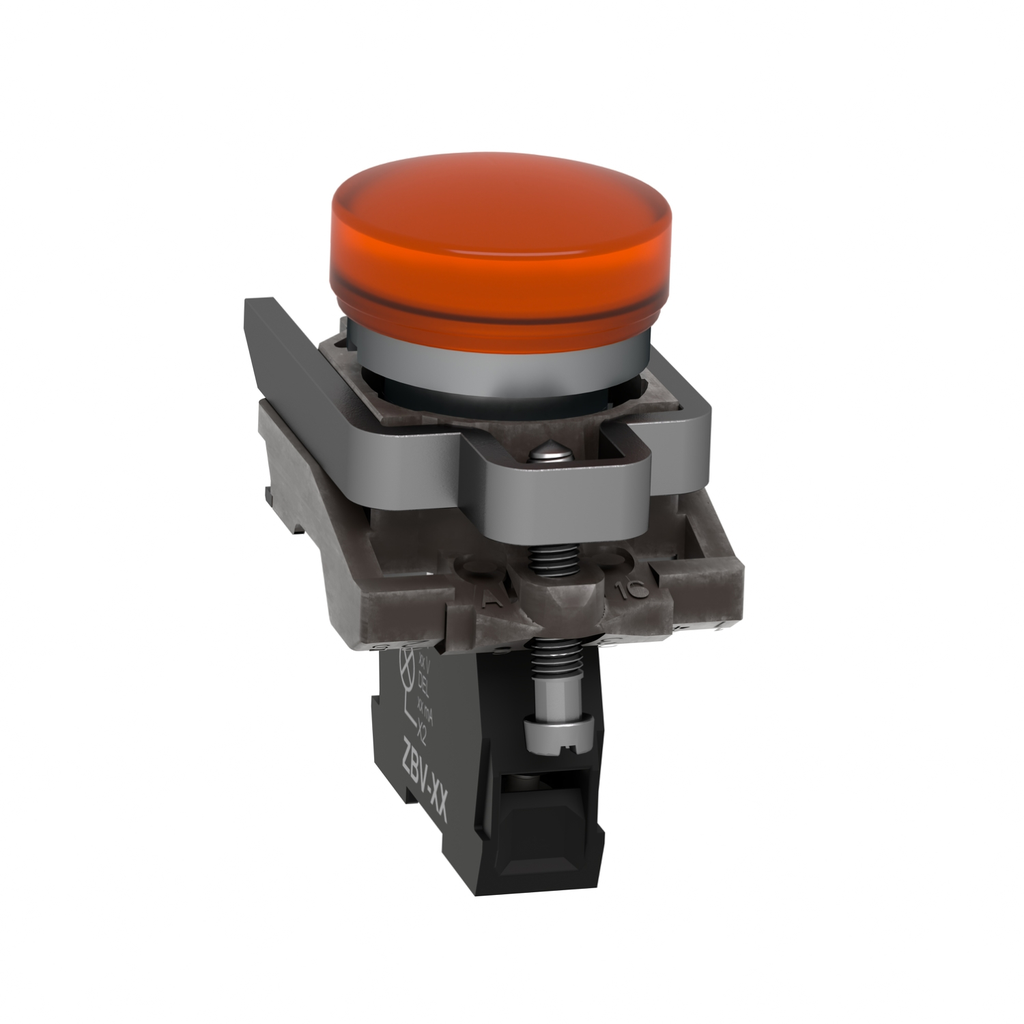 Mayer-DDS-Pilot light, Harmony XB4,metal, orange, 22mm, universal LED, plain lens, 24V AC DC-2