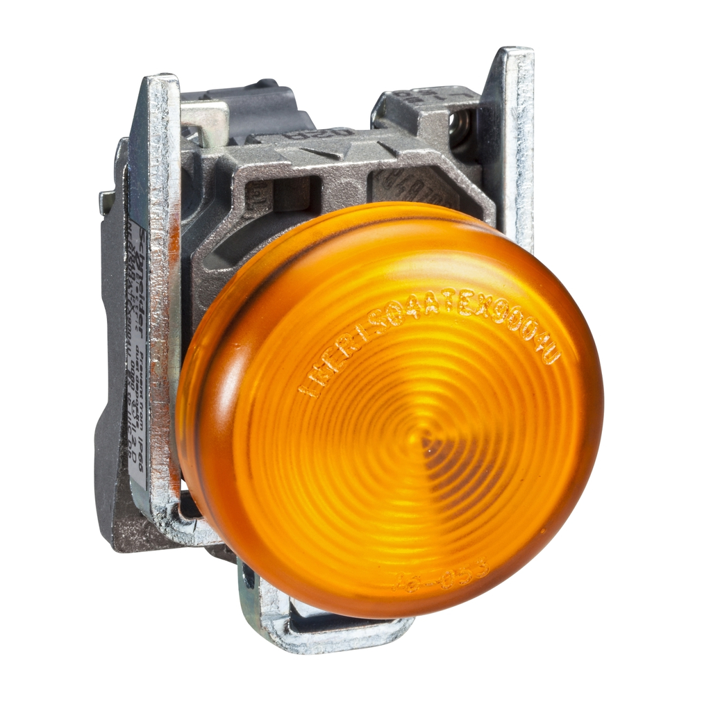 Mayer-DDS-Pilot light, Harmony XB4, metal, orange, 22mm, plain lens with BA9s bulb, lt 250V-1