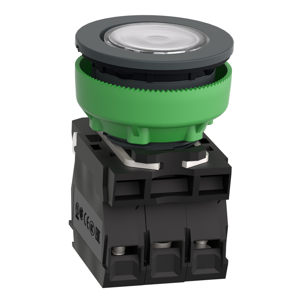 Mayer-DDS-Illuminated push button, Harmony XB5, white, 30mm, universal LED, 1NO + 1NC, 110...120V AC-2