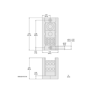 Mayer-DDS-Power distribution block, Linergy, 1 pole, 1 line, 6 load, 335A Cu, 270A Al, 600V-2