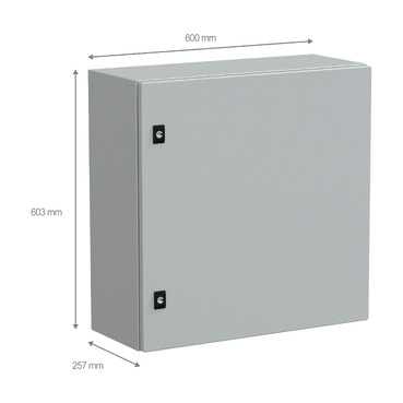 Mayer-DDS-PanelSeT CRN plain door with mount.plate. H600xW600xD250 IP66 IK10 RAL7035-2