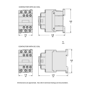 Mayer-DDS-IEC contactor, TeSys Deca, nonreversing, 25A, 15HP at 480VAC, up to 100kA SCCR, 3 phase, 3 NO, 120VAC 50/60Hz coil, bulk-2