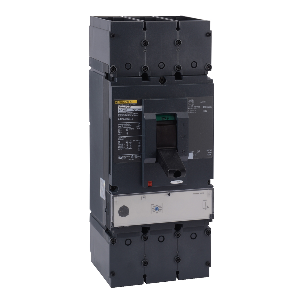 Mayer-DDS-Motor circuit protector, PowerPacT L, 600A, 3 pole, 600VAC, 18kA, lugs, Micrologic 1.3 M, 80%-1
