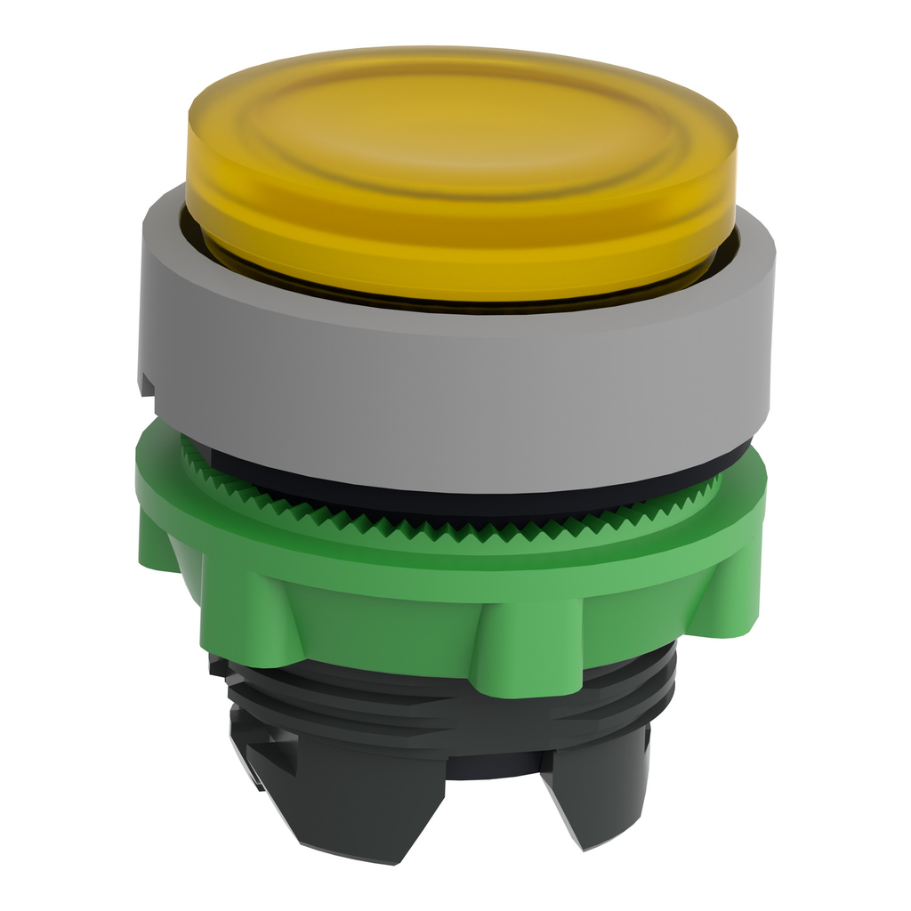 Mayer-DDS-Head for illuminated push button, Harmony XB5, grey bezel, yellow projecting, 22mm, universal LED, push-push-2