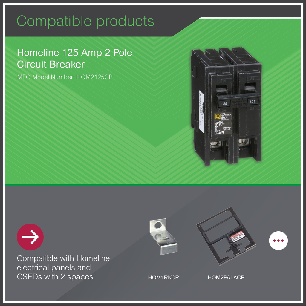 Mayer-DDS-Mini circuit breaker, Homeline, 125A, 2 pole, 120/240VAC, 10kA AIR, standard type, plug in, UL-2