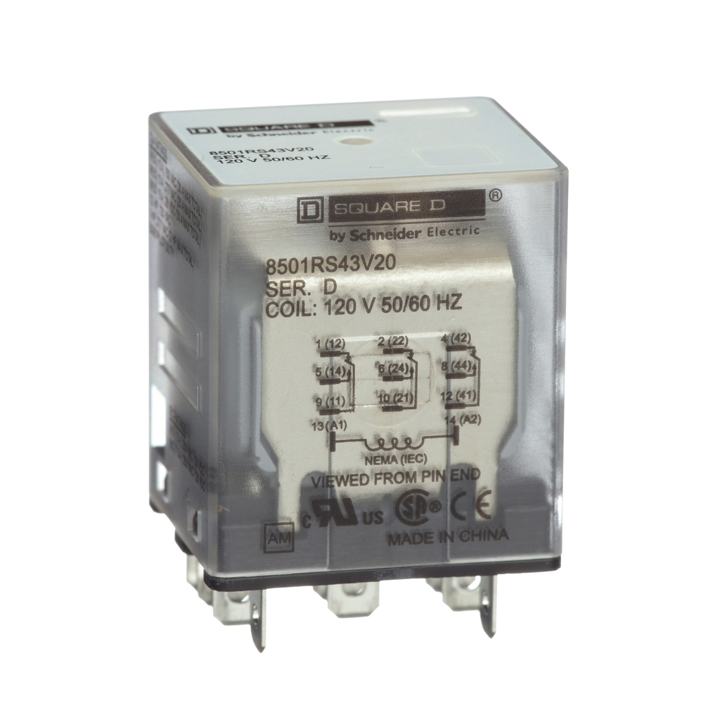 Mayer-DDS-Plug in relay, Type R, miniature, 1 HP at 277 VAC, 15A resistive at 120 VAC, 11 blade, 3PDT, 3 NO, 3 NC, 24 VDC coil-2