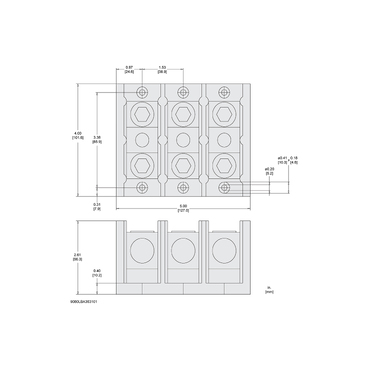 Mayer-DDS-Power distribution block, Linergy, 3 pole, 1 line, 1 load, 310A Cu, 250A Al, 600V-2
