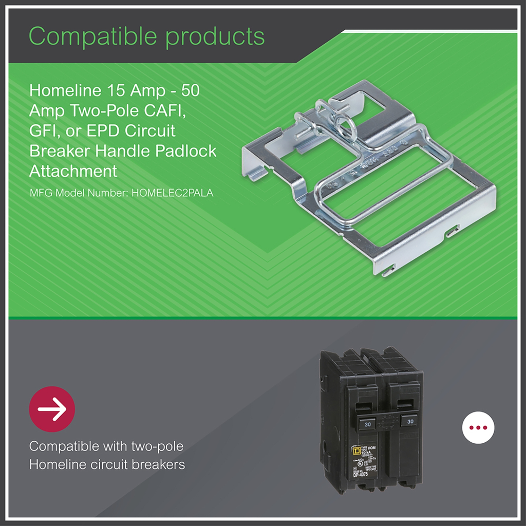 Mayer-DDS-Mini circuit breaker accessory, Homeline, padlocking kit, 2 pole CAFI, GFI, and EPD breakers, on/off lock-2