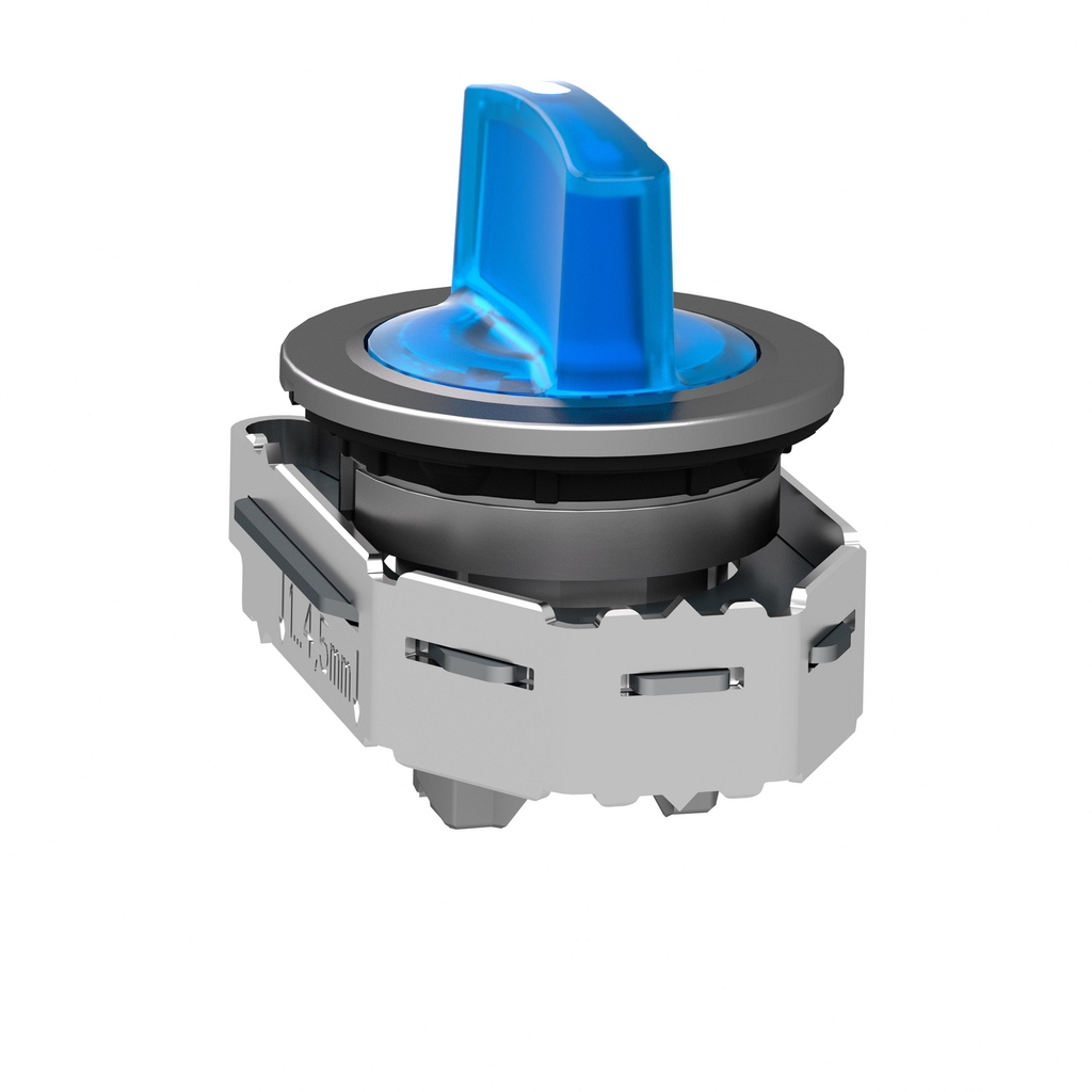 Mayer-DDS-Head for illuminated selector switch, Harmony XB4, metal, blue handle, 30mm, universal LED, 3 positions, to center-2
