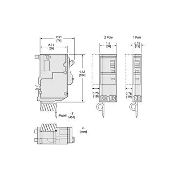 Mayer-DDS-Mini circuit breaker, QO, 20A, 1 pole, 120VAC, 22kA, plug in, 6mA grd fault A, pigtail [TAA]-2