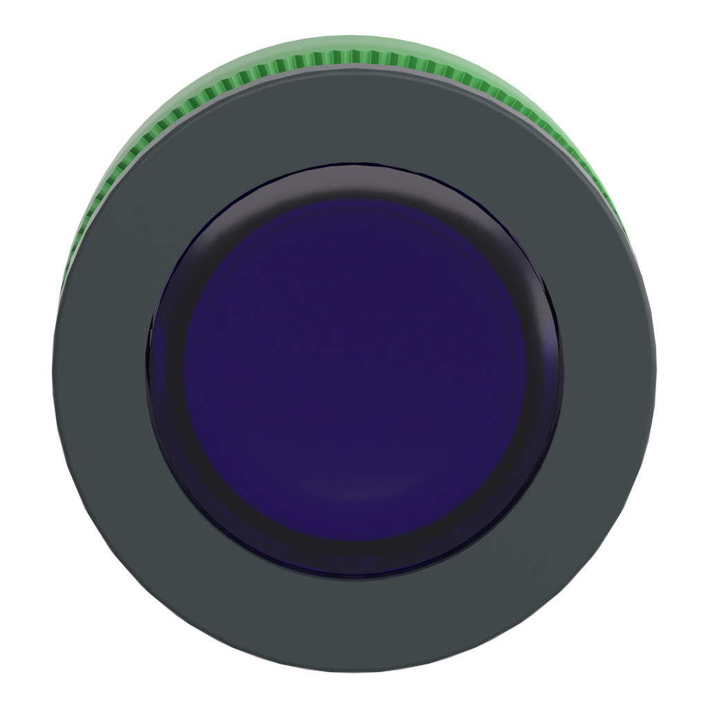 Mayer-DDS-Head for illuminated push button, Harmony XB5, blue, 30mm, universal LED, plain lens-3