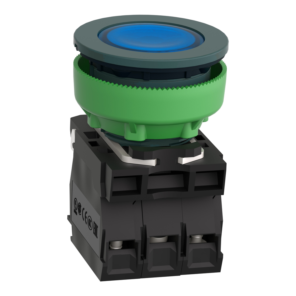 Mayer-DDS-Illuminated push button, Harmony XB5, blue, 30mm, universal LED, 1NO + 1NC, 230...240V AC-2