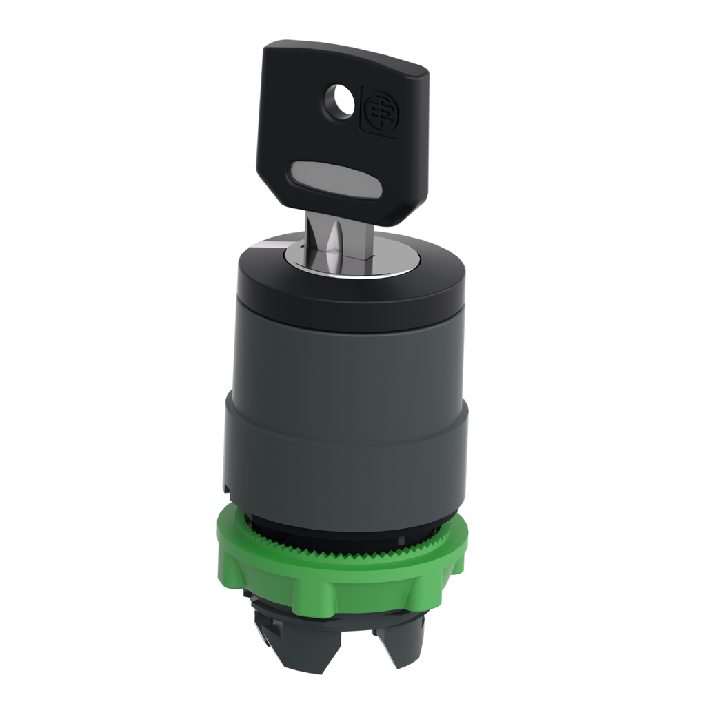 Mayer-DDS-Head for key selector switch, Harmony XB5, plastic, black, 22mm, key 455, 2 positions, spring return right to left-2