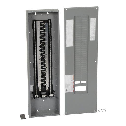 Mayer-DDS-Load center, Homeline, 1 phase, 60 spaces, 120 circuits, 200A convertible main breaker, PoN, NEMA1, combo cover-2