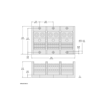 Mayer-DDS-Power distribution block, Linergy, 3 pole, 2 line, 12 load,760A Cu, 600V-2
