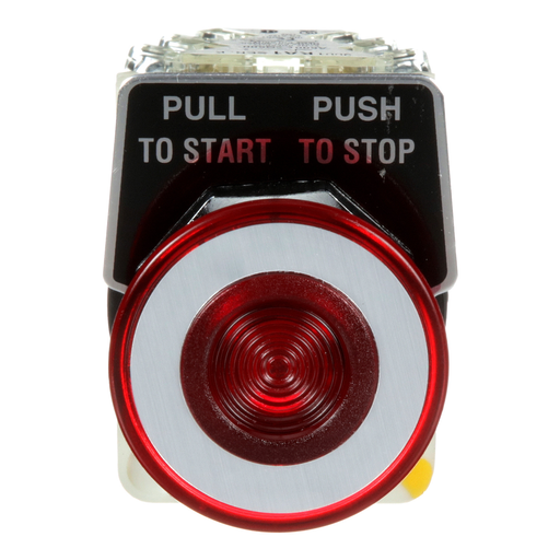 Mayer-DDS-30mm Push Button, Type K, illuminated push pull operator, transformer, 120 VAC, red mushroom cap, 1 NO and 1 NC-2