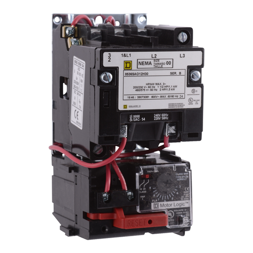 Mayer-DDS-NEMA Motor Starter, Type S, nonreversing, Size 0, 18A, 5 HP at 460 VAC, up to 100 kA SCCR, 3 phase, 3 pole, Motor Logic, 240 VAC coil, open [TAA]-1