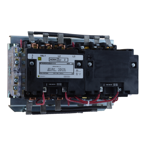 Mayer-DDS-NEMA Contactor, Type S, reversing, horizontal, Size 2, 45A, 25HP at 575VAC, 3 phase, up to 100kA, 3 pole, 120VAC coil, open style [TAA]-1