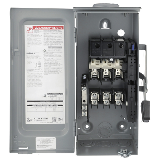 Mayer-DDS-Safety switch, general duty, fusible, 3 pole, 4 wire, 240VAC, 60A, Type 3R, bolt on hub prov, with neutral-2